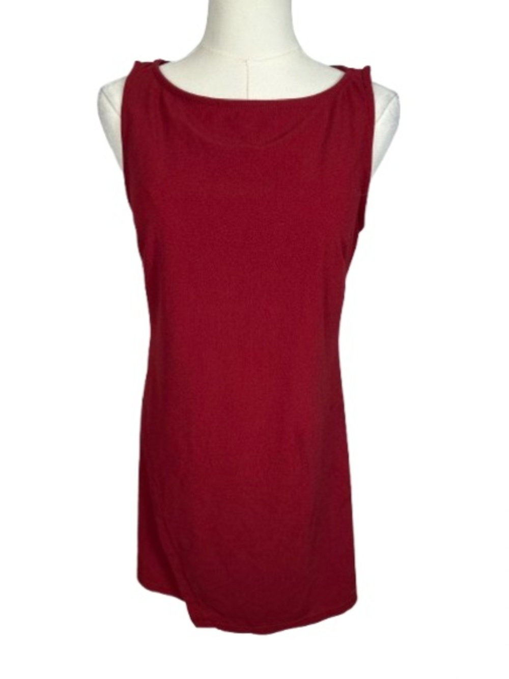 Cider Sleeveless Boatneck Mini Dress — Deep Red Size M